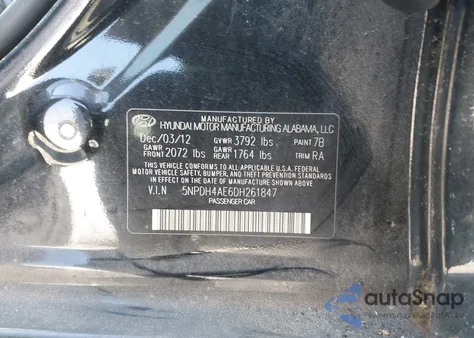 2013 Hyundai Elantra Gls из США, поврежденный, VIN 5NPDH4AE6DH261847